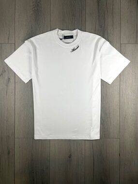 AMlRl Script Logo Tee Shirt White Size Medium New